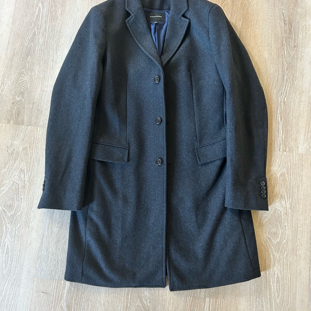 Men’s Large Tall Banana Republic Wool topcoat, long, charcoal gray